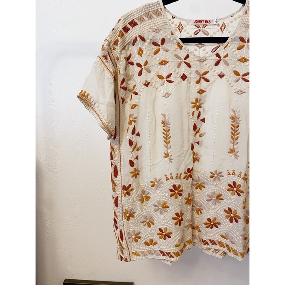 Johnny Was ‘Aubrey’ Boho Embroidered Short Sleeve Blouse - Picture 5 of 13